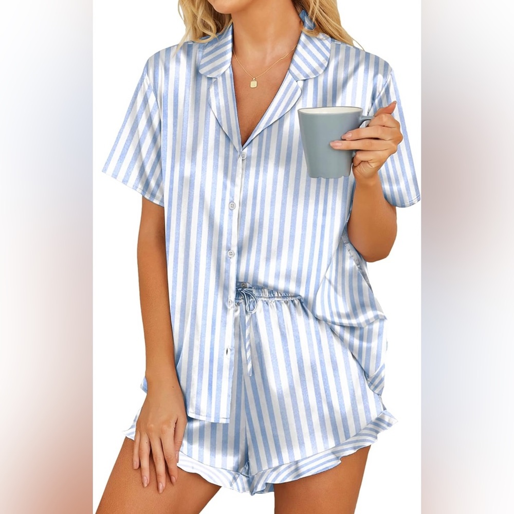 Blue striped pajama set